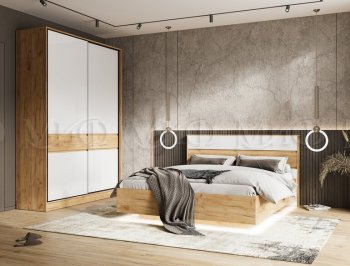 Кровать парящая Роджина с подсветкой, крафт/белый (Миф) в Сухом Логу - suhoj-log.mebel-e96.ru