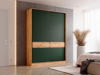 Шкаф-купе 1800 мм Роджина крафт/изумрудный (Миф) в Сухом Логу - suhoj-log.mebel-e96.ru