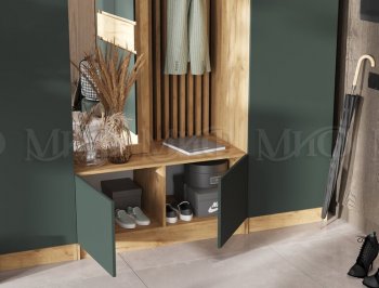 Прихожая Роджина крафт/изумруд, модульная (Миф) в Сухом Логу - suhoj-log.mebel-e96.ru