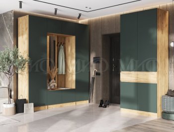 Прихожая Роджина крафт/изумруд, модульная (Миф) в Сухом Логу - suhoj-log.mebel-e96.ru