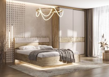 Спальный гарнитур Роджина крафт серый/кашемир, модульный (Миф) в Сухом Логу - suhoj-log.mebel-e96.ru