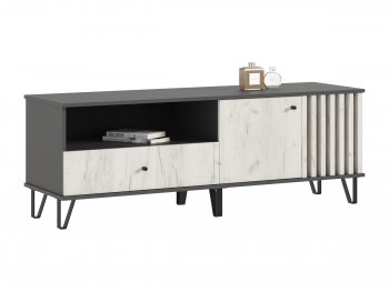 Тумба ТВ (1500) Роджина крафт белый/графит (Миф) в Сухом Логу - suhoj-log.mebel-e96.ru