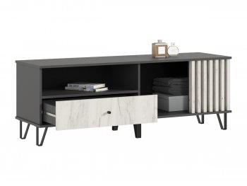 Тумба ТВ (1500) Роджина крафт белый/графит (Миф) в Сухом Логу - suhoj-log.mebel-e96.ru