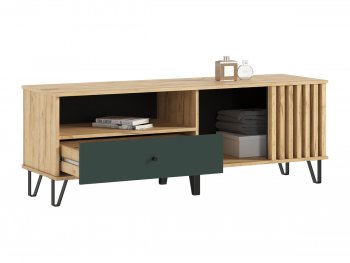 Тумба ТВ (1500) Роджина крафт/изумрудный (Миф) в Сухом Логу - suhoj-log.mebel-e96.ru