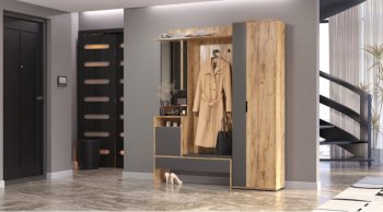 Прихожая Сабрина Дуб вотан/графит (Лин) в Сухом Логу - suhoj-log.mebel-e96.ru