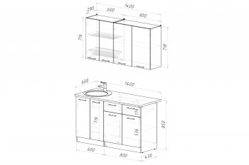 Кухонный гарнитур Шелли макси 1400 мм (Герда) в Сухом Логу - suhoj-log.mebel-e96.ru