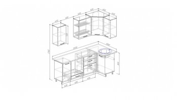Угловой кухонный гарнитур Жемчуг 2200*1000 мм в Сухом Логу - suhoj-log.mebel-e96.ru