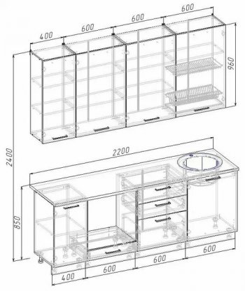 Кухонный гарнитур Каппучино 2200 мм МДФ (Санвут) в Сухом Логу - suhoj-log.mebel-e96.ru