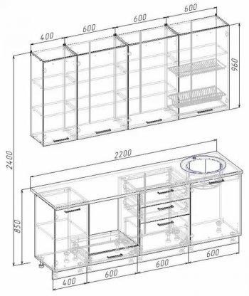 Кухонный гарнитур Смоки 2200 мм МДФ (Санвут) в Сухом Логу - suhoj-log.mebel-e96.ru