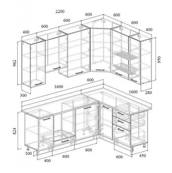 Угловой кухонный гарнитур Роза 2200*1600 мм Sanvut в Сухом Логу - suhoj-log.mebel-e96.ru