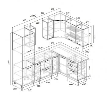 Угловой кухонный гарнитур Роза 2400*1600 мм Sanvut в Сухом Логу - suhoj-log.mebel-e96.ru
