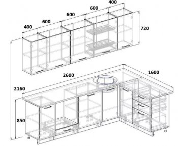 Кухонный гарнитур угловой Ниагара МДФ/ЛДСП 2600*1600 мм (Санвут) в Сухом Логу - suhoj-log.mebel-e96.ru