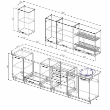 Кухонный гарнитур Латте 2800 мм в Сухом Логу - suhoj-log.mebel-e96.ru