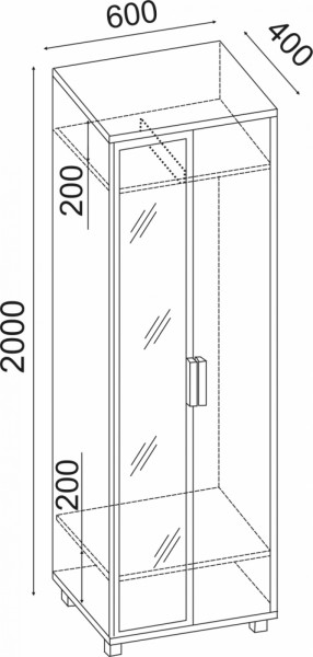 Шкаф 600 с зеркалом West (Риннер) в Сухом Логу - suhoj-log.mebel-e96.ru