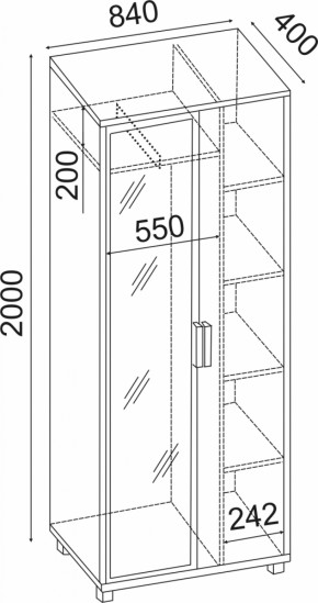 Шкаф 800 с зеркалом West (Риннер) в Сухом Логу - suhoj-log.mebel-e96.ru