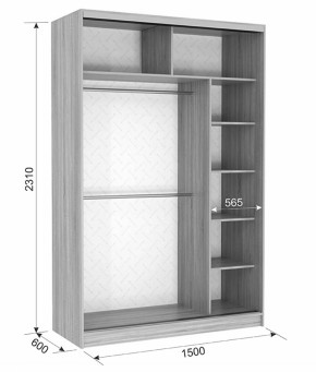 Шкаф-купе Гранд 1-600 Бабочки (полки справа) в Сухом Логу - suhoj-log.mebel-e96.ru