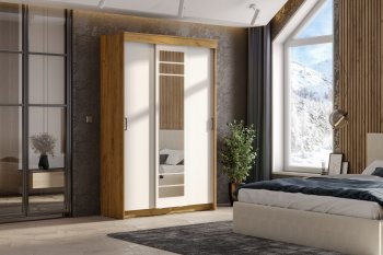 Шкаф-купе ШКП-7 1300 мм золотой/белый (СВ) в Сухом Логу - suhoj-log.mebel-e96.ru