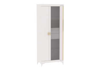 Пенал со стеклом широкий NEW Сиде Белый (СБК) в Сухом Логу - suhoj-log.mebel-e96.ru