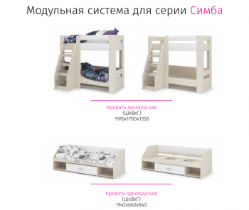 Набор детской мебели Симба дуб-белый глянец (СтендМ) в Сухом Логу - suhoj-log.mebel-e96.ru