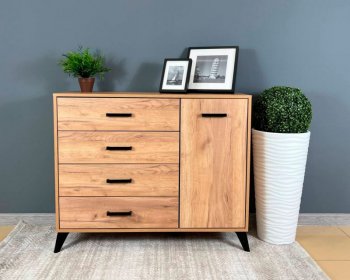 Комод-Тумба (1дв,4ящ) SVETLANA LOFT, дуб золотой (Генезис) в Сухом Логу - suhoj-log.mebel-e96.ru