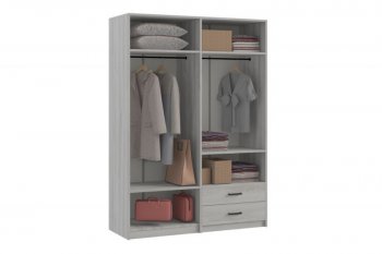 Шкаф 1500 мм  4-х ств. с зеркалом 2 ящ. SVETLANA LOFT, сосна белая (Генезис) в Сухом Логу - suhoj-log.mebel-e96.ru