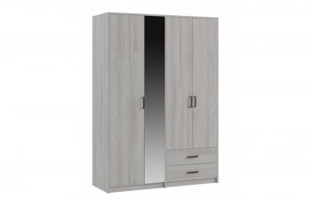 Шкаф 1500 мм  4-х ств. с зеркалом 2 ящ. SVETLANA LOFT, сосна белая (Генезис) в Сухом Логу - suhoj-log.mebel-e96.ru