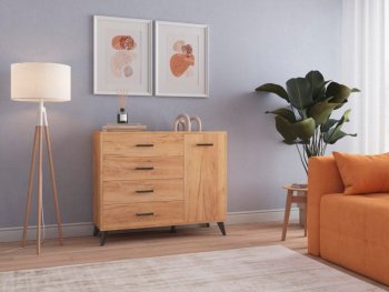 Комод-Тумба (1дв,4ящ) SVETLANA LOFT, дуб золотой (Генезис) в Сухом Логу - suhoj-log.mebel-e96.ru