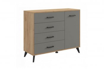 Комод-Тумба (1дв,4ящ) SVETLANA LOFT, дуб золотой/серый (Генезис) в Сухом Логу - suhoj-log.mebel-e96.ru