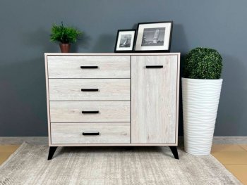 Комод-Тумба (1дв,4ящ) SVETLANA LOFT, сосна белая (Генезис) в Сухом Логу - suhoj-log.mebel-e96.ru