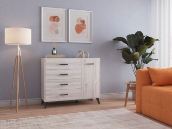 Комод-Тумба (1дв,4ящ) SVETLANA LOFT, сосна белая (Генезис) в Сухом Логу - suhoj-log.mebel-e96.ru