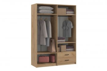 Шкаф 1500 мм  4-х ств. с зеркалом 2 ящ. SVETLANA LOFT, дуб золотой (Генезис) в Сухом Логу - suhoj-log.mebel-e96.ru