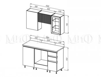 Кухонный гарнитур Техно-6 1500 мм (Миф) в Сухом Логу - suhoj-log.mebel-e96.ru