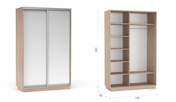 Шкаф-купе Тетрис 1400 (ЗЗ) Дуб сонома (Имп) в Сухом Логу - suhoj-log.mebel-e96.ru