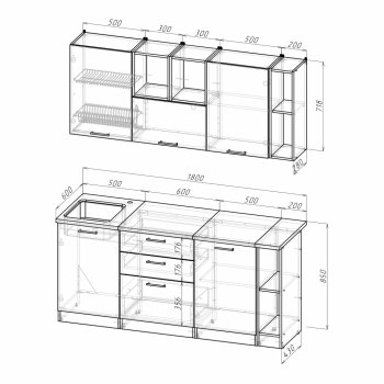 Кухонный гарнитур Томилла макси 4 1800 мм (Герда) в Сухом Логу - suhoj-log.mebel-e96.ru