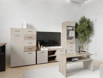 Тумба ТВ Турин ЛДСП крафт серый/кашемир (ВВР) в Сухом Логу - suhoj-log.mebel-e96.ru