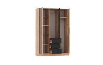 Шкаф 1300 мм 83.08 Вегас (3-х дв.) черный (Олмеко) в Сухом Логу - suhoj-log.mebel-e96.ru