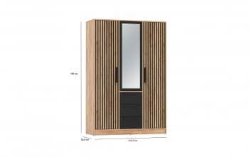 Шкаф 1300 мм 83.08 Вегас (3-х дв.) черный (Олмеко) в Сухом Логу - suhoj-log.mebel-e96.ru