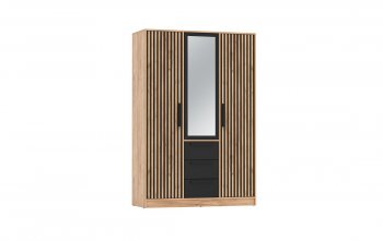 Шкаф 1300 мм 83.08 Вегас (3-х дв.) черный (Олмеко) в Сухом Логу - suhoj-log.mebel-e96.ru