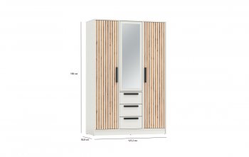Шкаф 1300 мм 83.08 Вегас (3-х дв.) белый (Олмеко) в Сухом Логу - suhoj-log.mebel-e96.ru