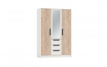 Шкаф 1300 мм 83.08 Вегас (3-х дв.) белый (Олмеко) в Сухом Логу - suhoj-log.mebel-e96.ru