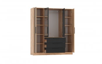 Шкаф 1700 мм 83.07 Вегас (4-х дв.) черный (Олмеко) в Сухом Логу - suhoj-log.mebel-e96.ru