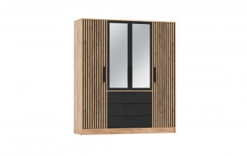 Шкаф 1700 мм 83.07 Вегас (4-х дв.) черный (Олмеко) в Сухом Логу - suhoj-log.mebel-e96.ru