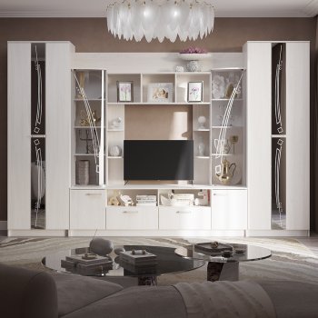 Стенка Венеция ясень белый (БТС) в Сухом Логу - suhoj-log.mebel-e96.ru