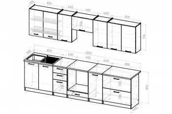 Кухонный гарнитур Янтарь 3000 мм (Герда) в Сухом Логу - suhoj-log.mebel-e96.ru